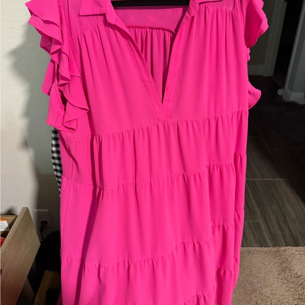Pink Ruffled Women's Dress